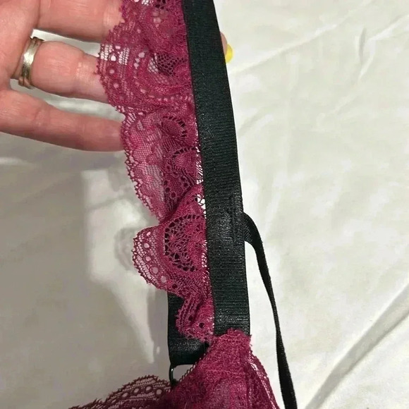 Torrid Curve Mesh Cap Sleeve Strappy Babydoll burgundy lingerie size large - Picture 6 of 7